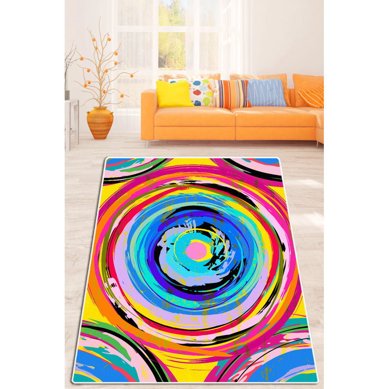 Premium Washable Area Rug, 4.6 x 6.2 ft, 100% Polyester, 0.16 in Pile Height | Antibacterial, Non-Slip Felt Dot Underside | Machine Washable at 30°C, Perfect for Living Room, Bedroom, and Kid's Play Area
