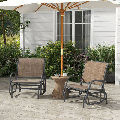 Ensemble de 2 chaises de balancelle avec cadre en métal et tissu respirant en maille, accoudoirs courbés et structure en acier pour le jardin, la piscine, la cour et le balcon