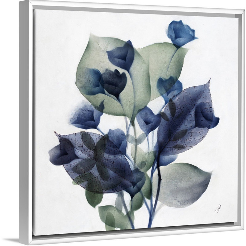 « blue bud ii »-reproduction d’art sur toile, H 37,7 po x l 37,7 po x P 1,75 po, Cadre flottant blanc