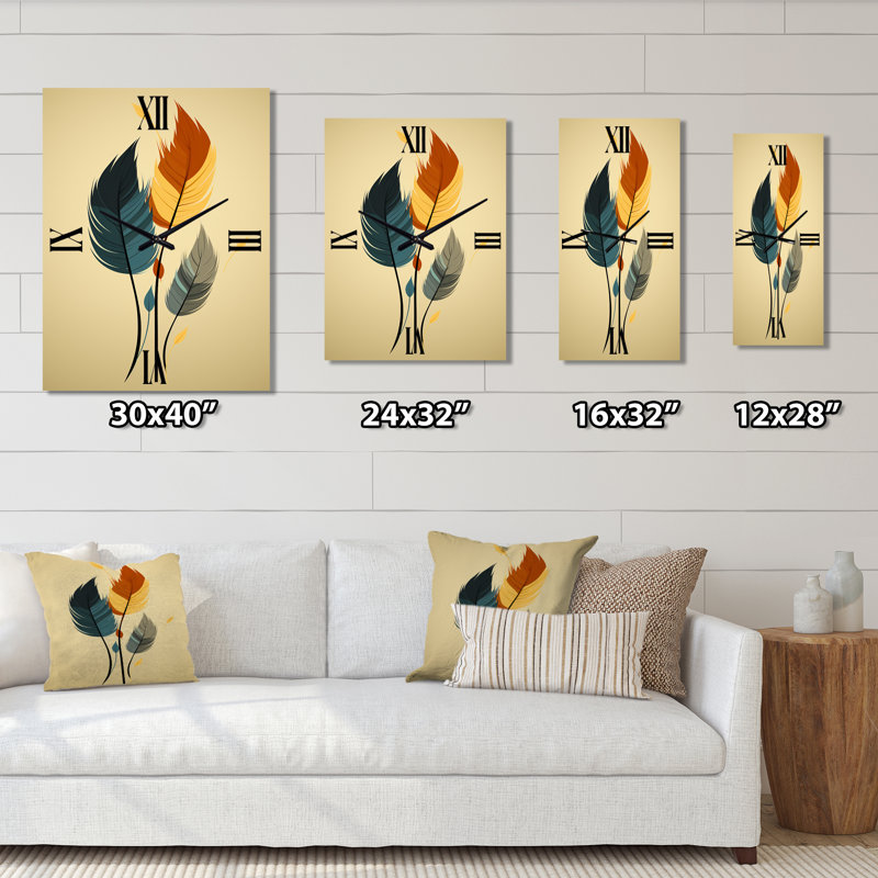 Horloge murale rétro bleu et ambre orange Boho, Grand
