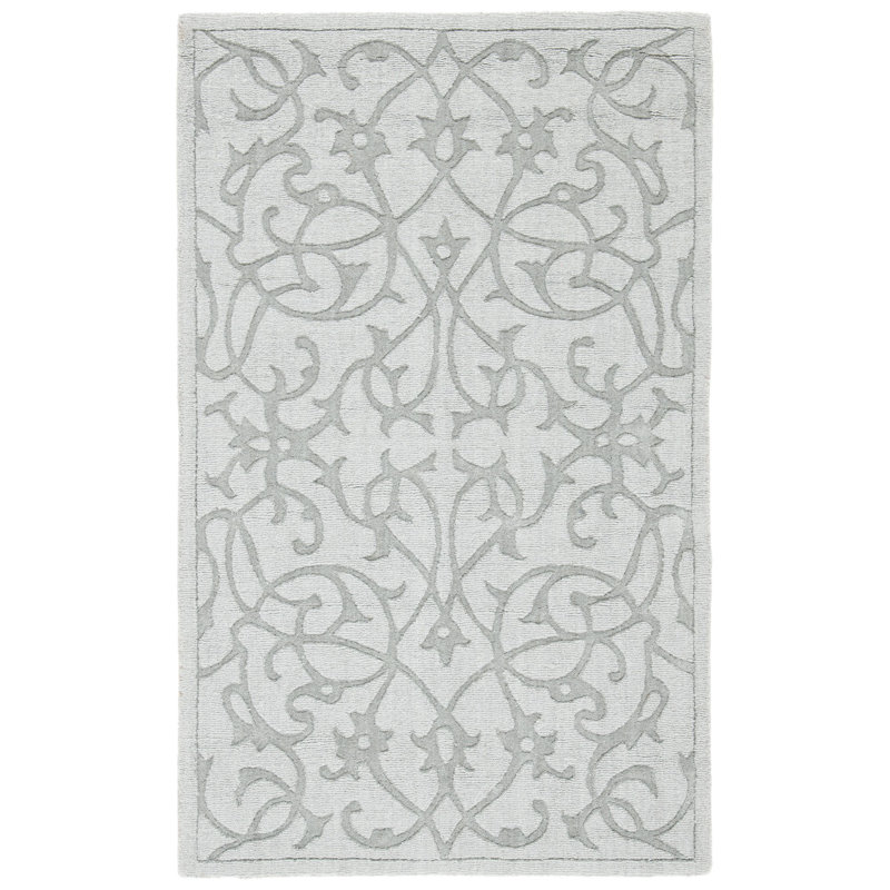 Tapis gris en laine tissé à la main et à plat Soukup, Rectangle 3 pi x 5 pi