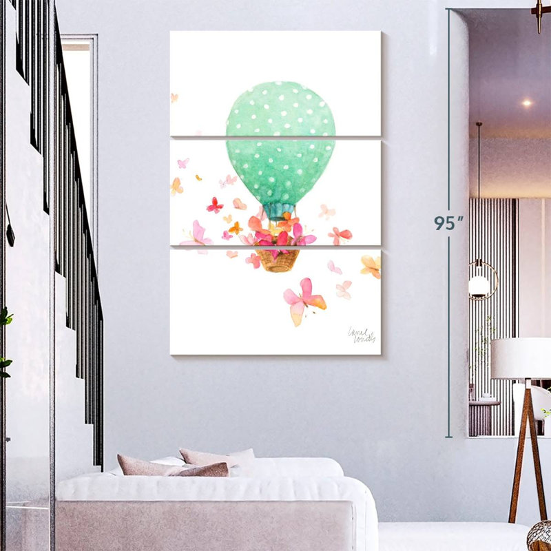 Montgolfière avec papillons Mehar, H 74 po x l 48 po