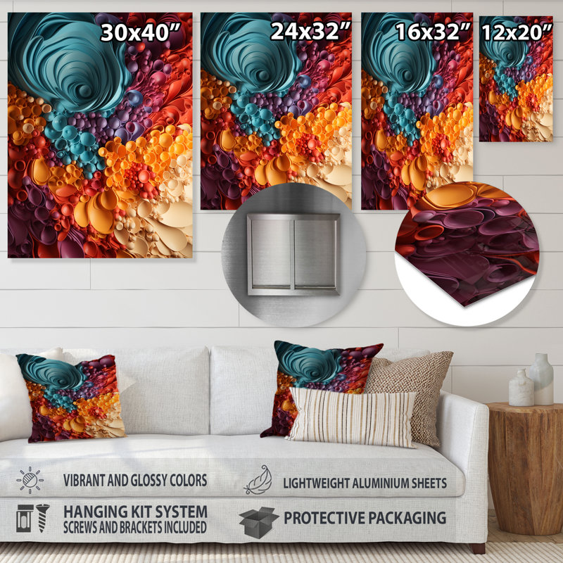 «Rainbow Reverie Collages III», art mural abstrait en métal, H 40 po x l 30 po x P 1,5 po