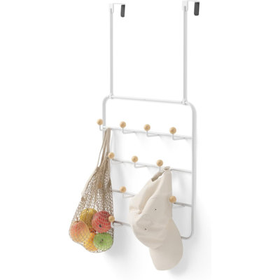 Door-Mounted Coat Rack And Multi-Functional Storage Shelf, Which Can Hold Coats, Bags, Hats, Etc. Available In White Or Wooden Color.