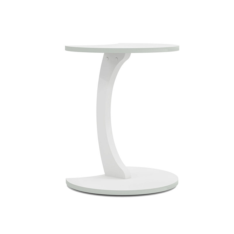 InterGo Modern C-shaped Side Table  For Living Room, Wheeled C Coffee Table, Sofa Table, Side Table, Nesting Table, Serving Table (White)