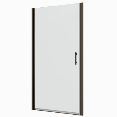 Tempered Clear Glass Pivot Shower Door - Matte Black For Bathroom With Leak 1/4"