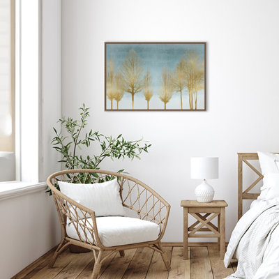 «Gold Forest On Aqua», reproduction encadrée sur toile par Kate Bennett