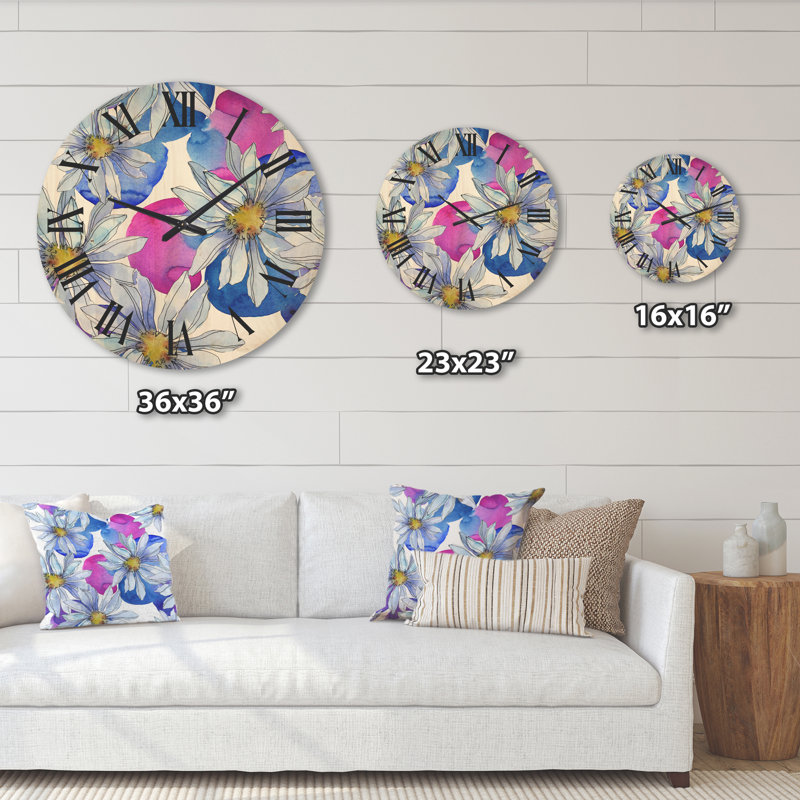 Horloge murale «Daisies with Leaves I», Très grand