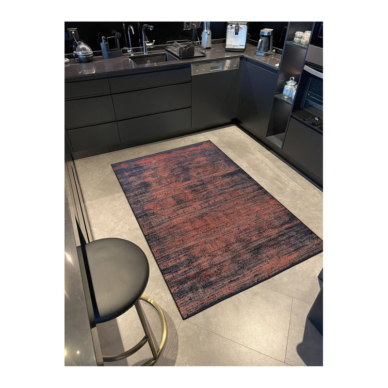 Tapis tissé à rayures moderne rouge, Tapis de couloir 2 pi 6 po x 9 pi 10 po 