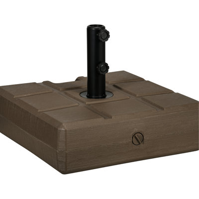 Base de parasol remplissable pour l'extérieur, 88 lb, carrée, 1,25 po, 1,5 po, compatible avec un poteau de 2 po, support en acier, chaud, base brune, légère