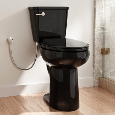 Toilette deux pièces Los Flexi de 21 po extra noire brillante, hauteur allongée avec siège à fermeture en douceur, chasse simple 1,28 GPF et installation brute de 12 po