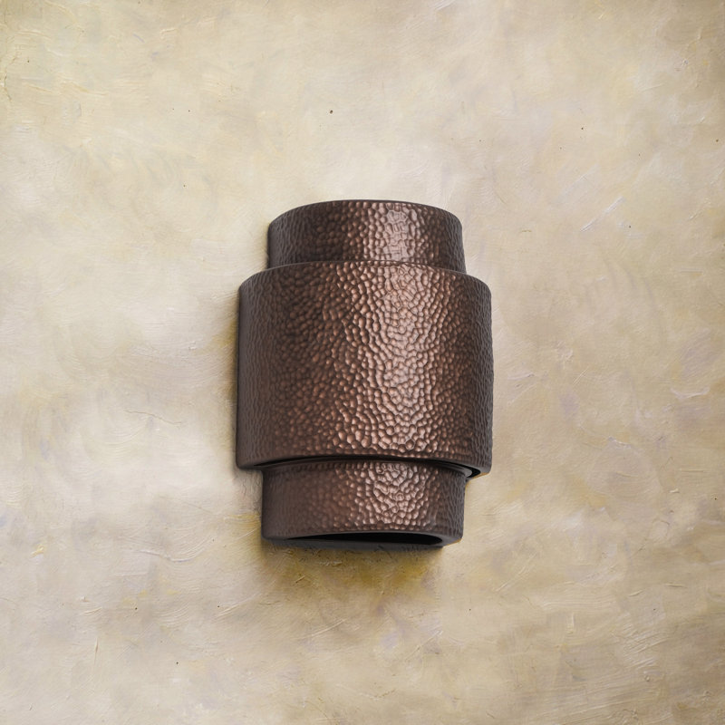 Cammi Flush Mount Ceramic Outdoor Wall Lights, LED Bulb Included, Rubbed Copper, 13.5" H x 10" W x 6" D