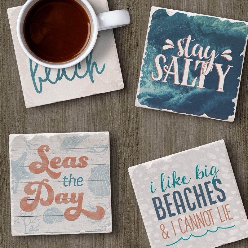 Stoneware Square 4 Piece Coaster Set
