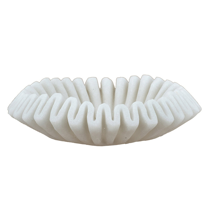Bol de sable ondulé et de résine D13.5X3.5 "avec finition blanche texturée