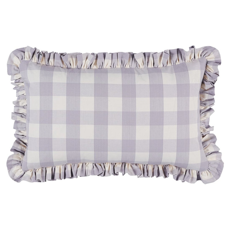 Camden Cotton Check Pillow, Lilac/White, 14" x 22"