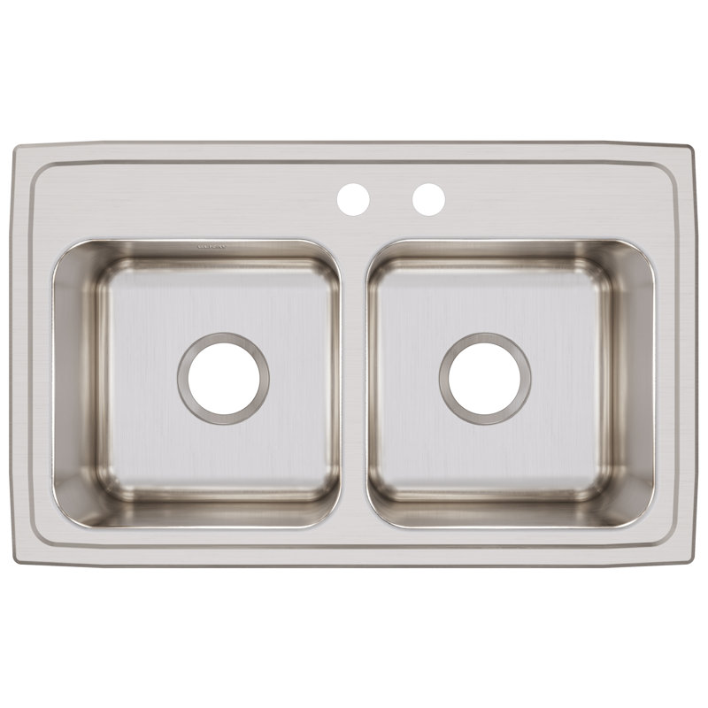 Évier de cuisine à double cuve l 29 po x l 18 po Lustertone, Trou MR2