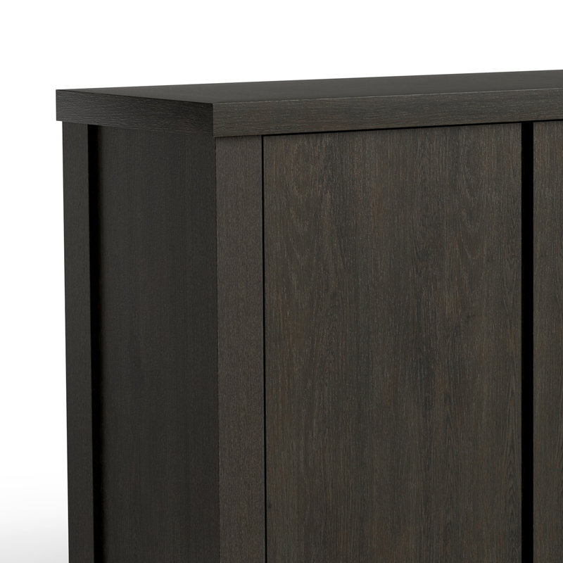 Buffet en bois manufacturé et à 3 portes de 66 po de largeur Dutton, Espresso craquelé