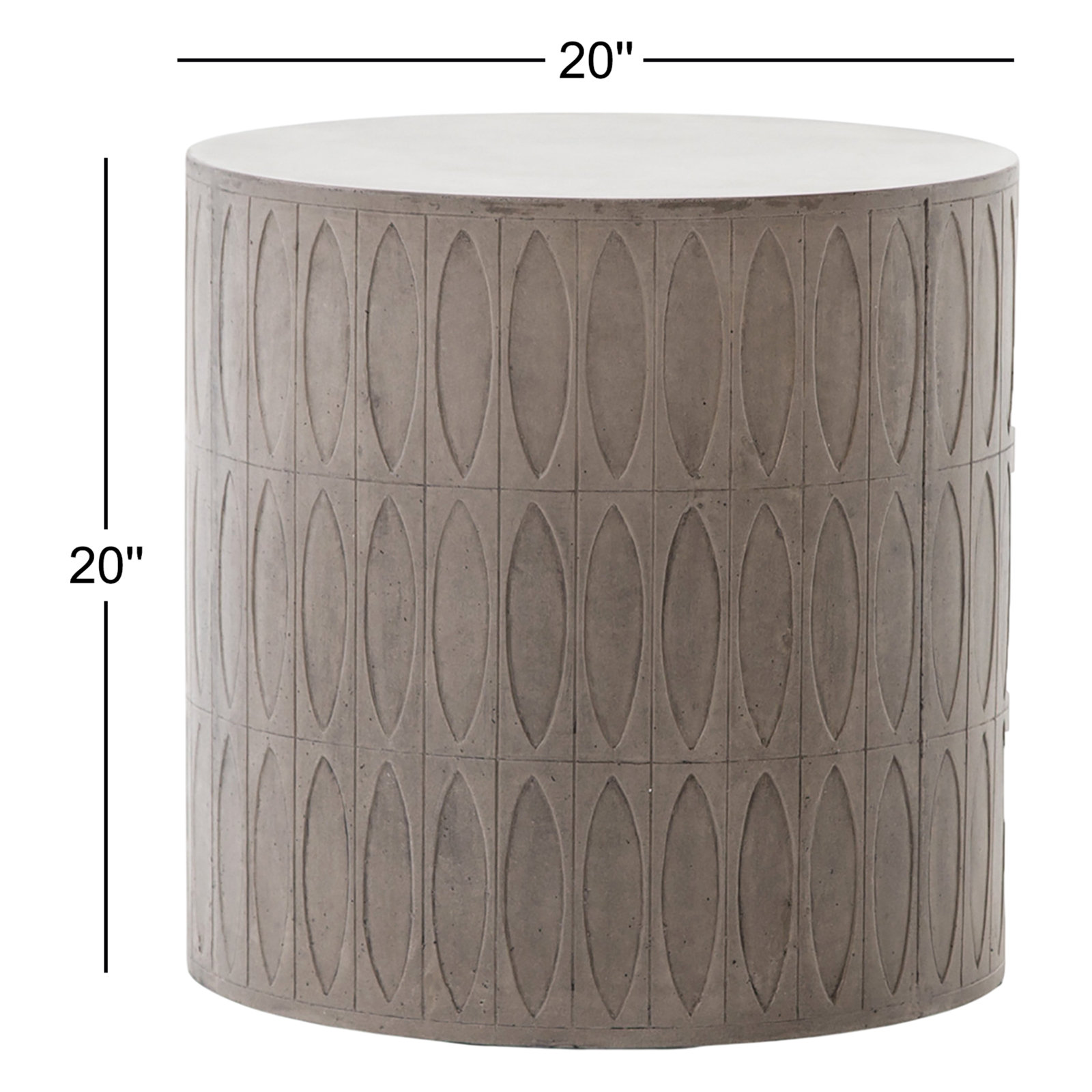20'' Stone Outdoor Side Table, Gray