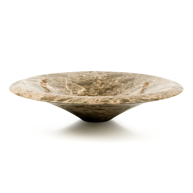 Lavabo de salle de bain circulaire circulaire en pierre Natural Stone Sinks, Marbre Emperadore foncé
