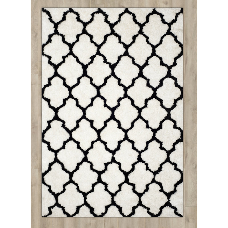 Rozanne Shag Hand Tufted Performance Geometric Rug, Rectangle 2' x 3'