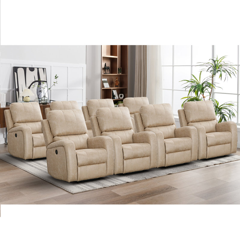 Siège de cinéma inclinable électrique en cuir végétalien de 36,1 po de largeur Saidey, Beige