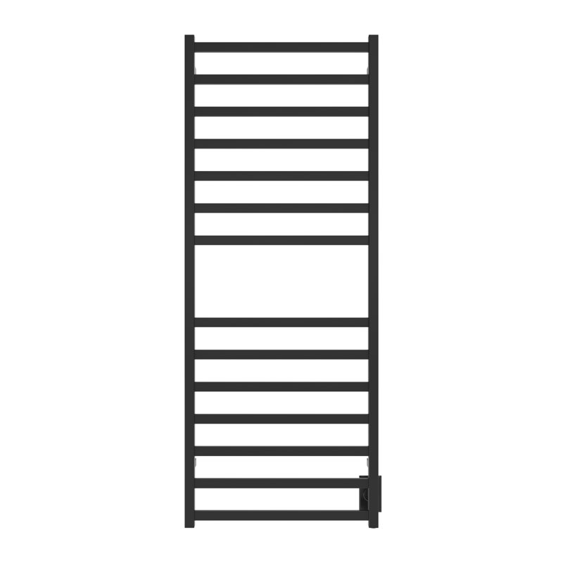 Chauffe-serviettes électrique mural 24 po x 60 po Kontour - noir mat, câblé, rails carrés, H 60 po x l 24 po x P 4 po