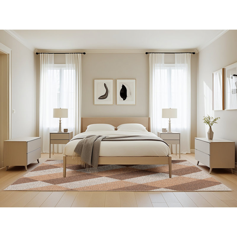 Tapis beige / brun à motif géométrique Antrez, Rectangle 5 pi x 8 pi