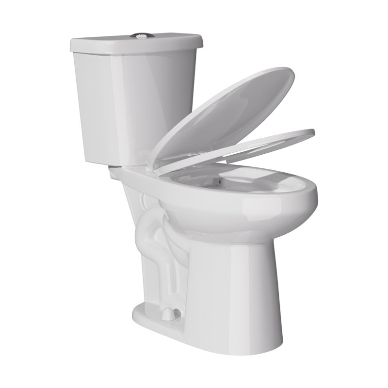 Toilette allongée deux pièces pour personnes âgées 21 po, Tornado double chasse 1,1 / 1,6 GPF, carte 1000g, blanc, Blanc