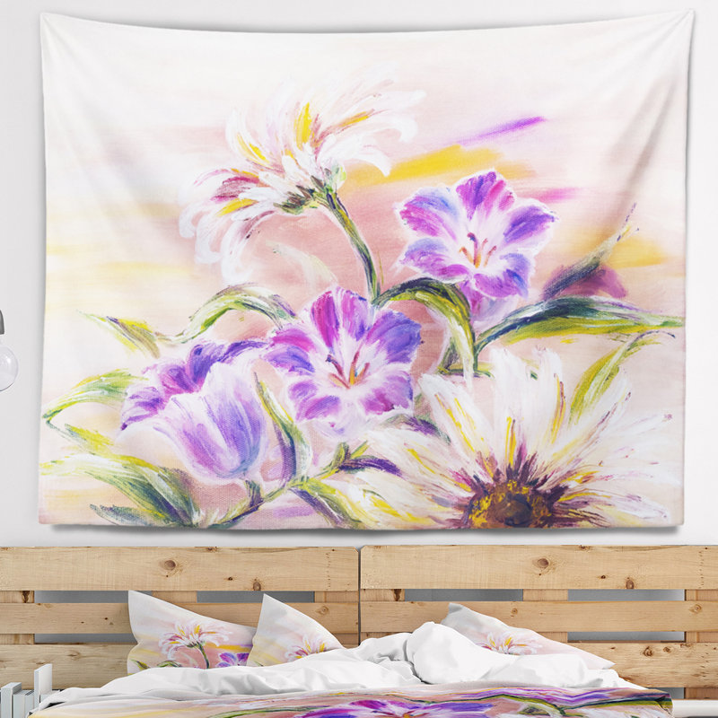 Tapisserie de fleurs sauvages pourpres Floral, H 32 po x l 39 po