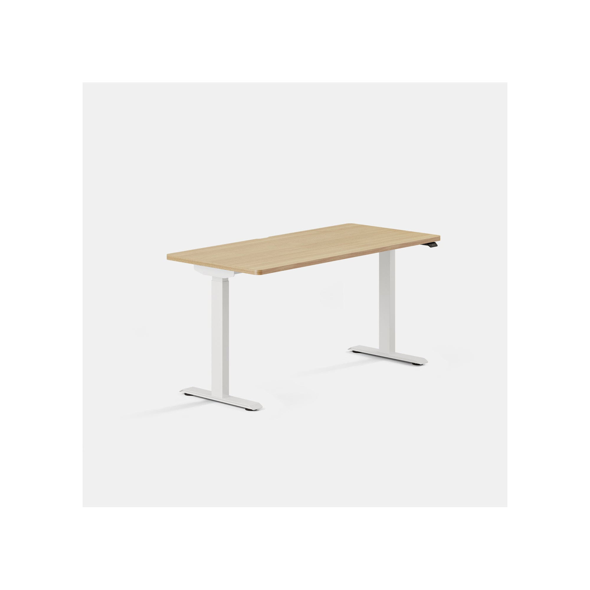 Duo Standing Desk, Woodgrain, White, 47.3" H x 58" W x 27" D