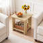 Petite table d'appoint carrée avec tablette de rangement à 2 niveaux, table de chevet moderne en bois pour salon ou canapé, table d'appoint compacte pour téléphone-571597893