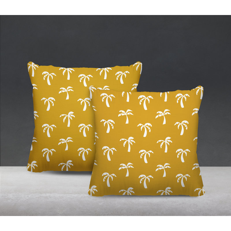 Housse et insert de coussin décoratif intérieur / extérieur en mélange de polyester, L 19 po x H 19 po, Jaune