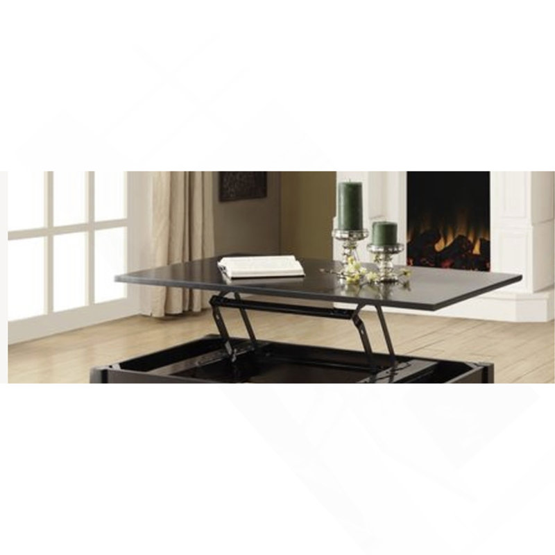 Table basse, finition noire avec plateau relevable