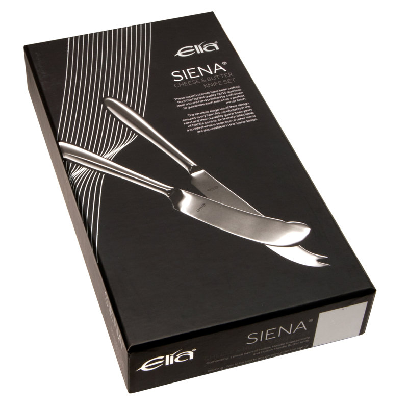 Siena 2 Piece Stainless Steel (18/10) Wood Stainless Steel Cheese Serving Set