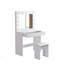 Table de coiffeuse avec grand miroir éclairé, coiffeuse de maquillage avec tiroir, tabouret revêtu de 1 pièce
