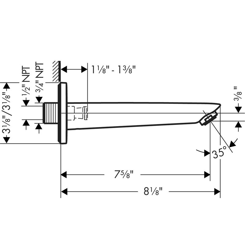 Logis Wall Mounted Tub Spout Trim, Brushed Nickel