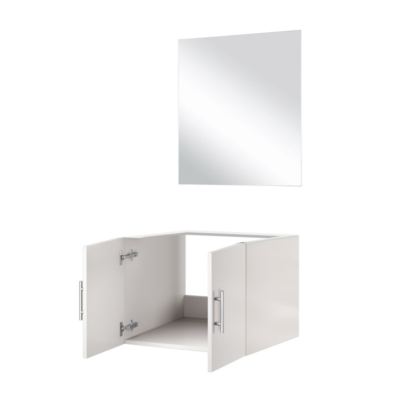 Meuble-lavabo blanc l 24 po x P 22 po avec miroir de 18 po - rangement spacieux, entièrement assemblé, installation facile avec miroir de 24 po x 22 po