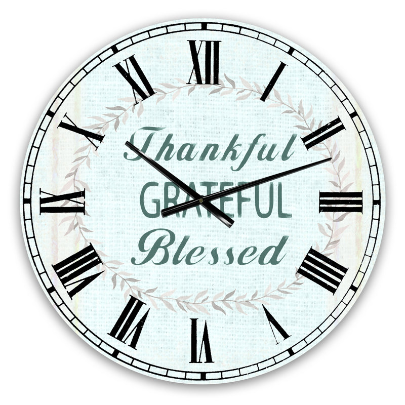 Farmhouse Florals XXI - Farmhouse Wall Clock, Blue, Large