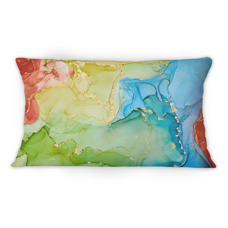 Green And Blue Tender, art liquide I - Coussin décoratif imprimé moderne 1