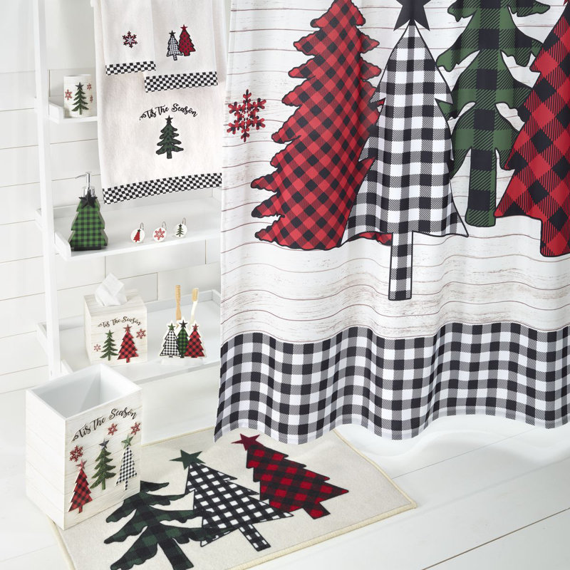 Red and Green Plaid Christmas Resin Wastebasket