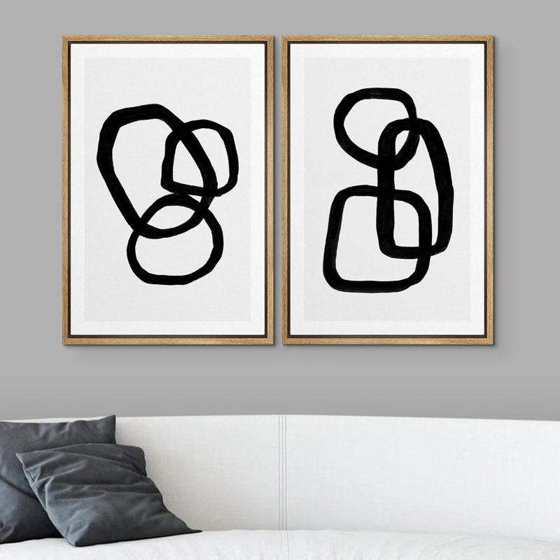 «Mid-Century Geometric Ring», 2 pièces, H 24 po x l 16 po, Naturel