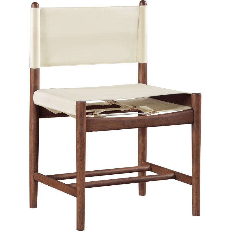 Chaise rembourrée en cuir Rawlins, Crème végétalien en cuir, Brun