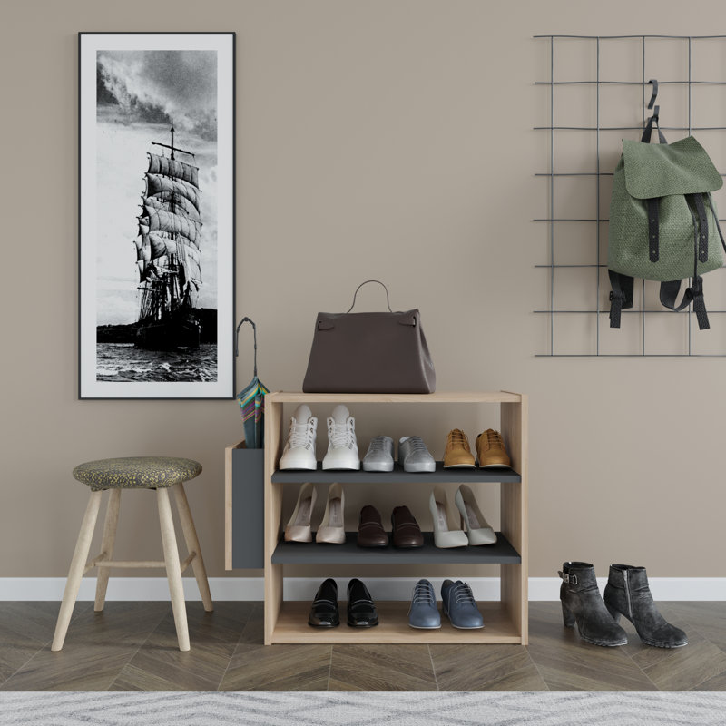 Range-chaussures 9 paires, chêne anthracite