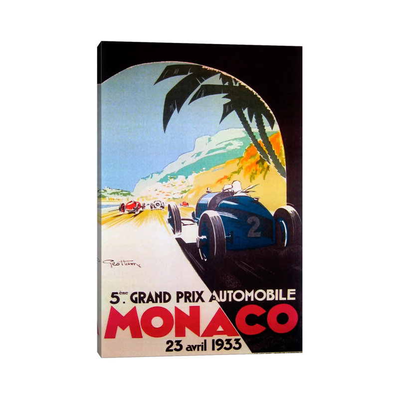 Grandprix Automobile Monaco 1933 1 Piece Painting on Canvas, 101.6 cm H x 66.04 cm W x 1.91 cm D