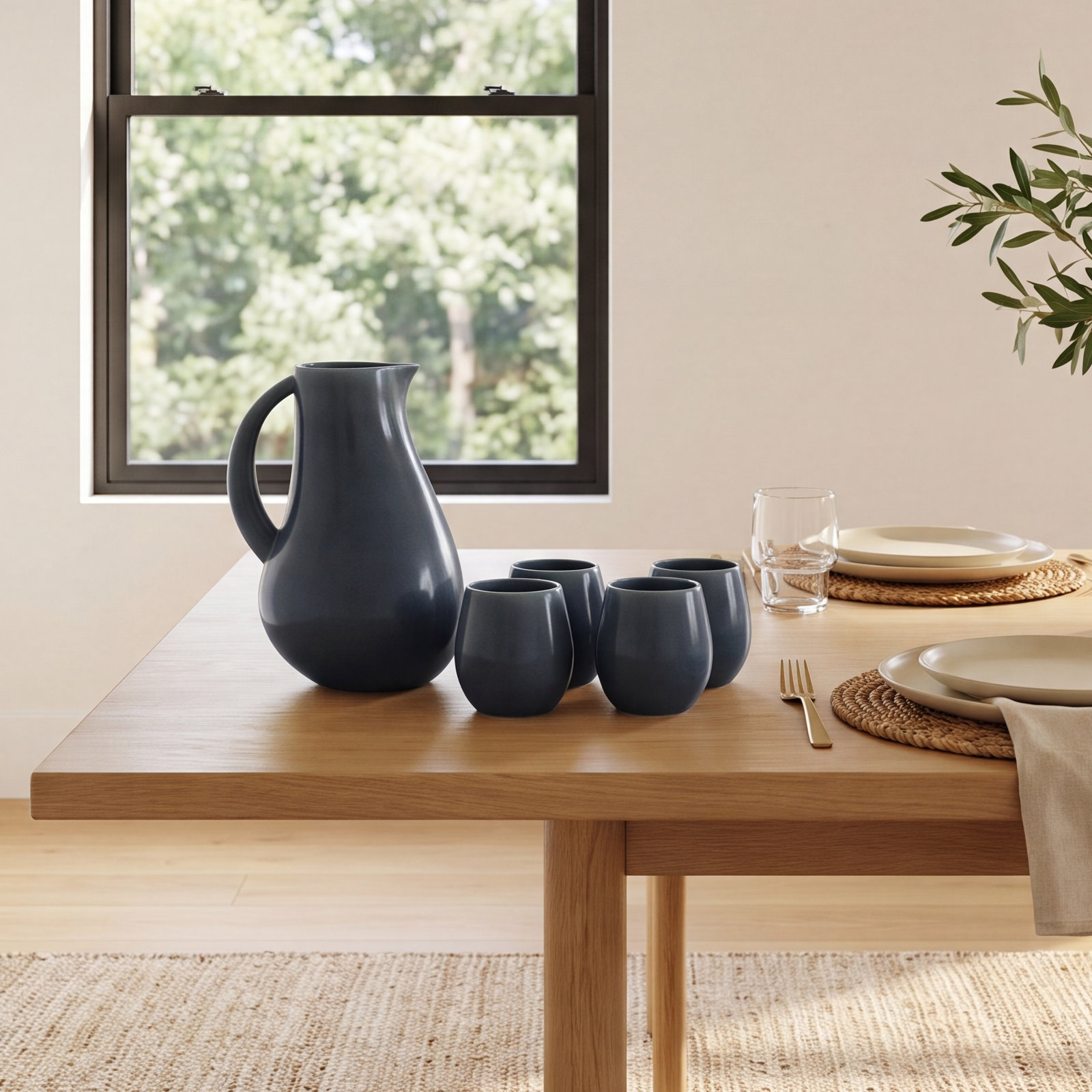 Borgen 5-Piece Goblet and Pitcher Set, Adriatic