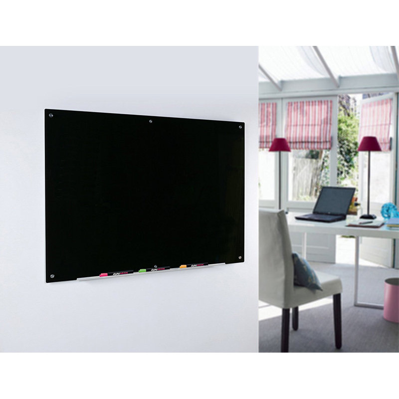 Panneau de verre magnétique mural noir, 39,37 po x 59,06 po