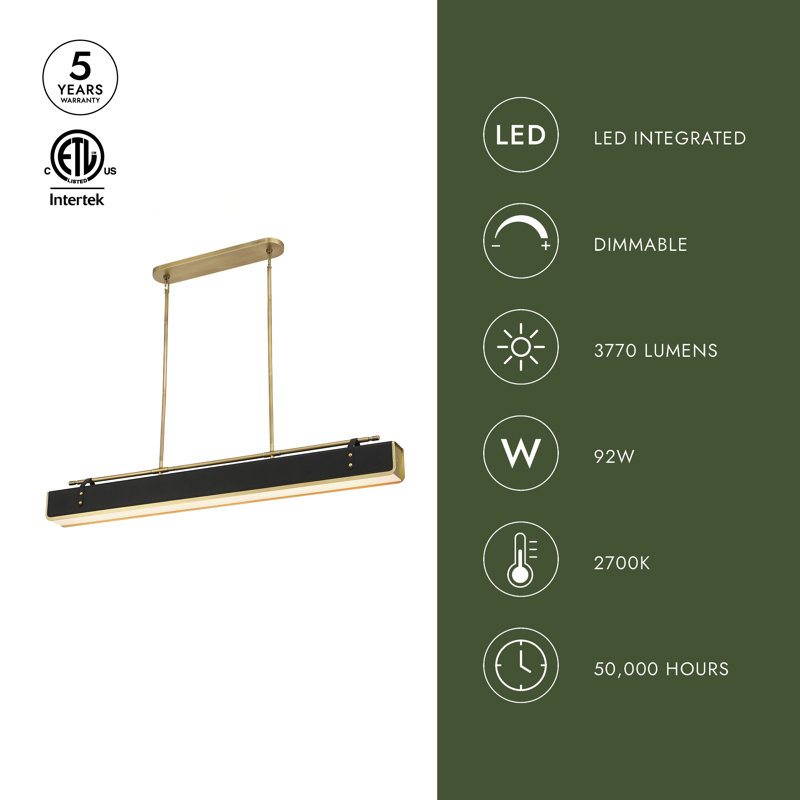 1 - Light LED Pendant, Vintage Brass, Brown