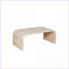 Table basse de style américain en bois naturel délavé avec un design Art déco incurvé, facile à assembler pour le salon