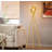 65'' Modern Tripod Floor lamp with Glass Shade，Gold Standing Lamp with LED Bulb for Living Room