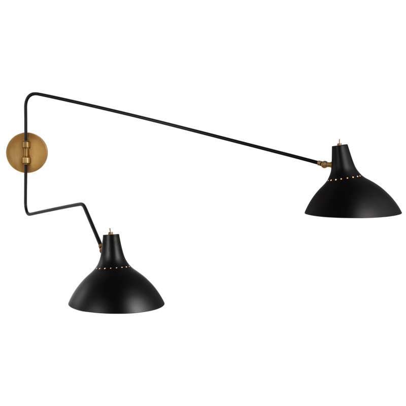 AERIN Charlton Large Double Wall Light, Black